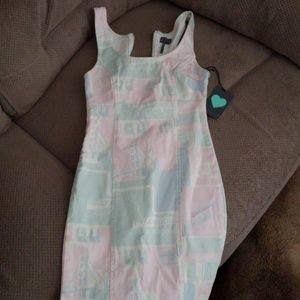 Racerback printed denim dress